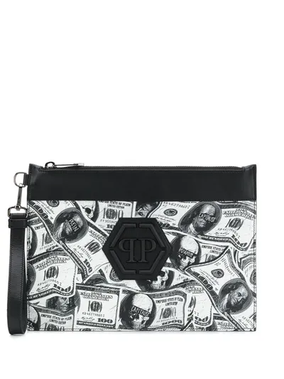 Philipp Plein Hexagon Dollar Clutch In Black