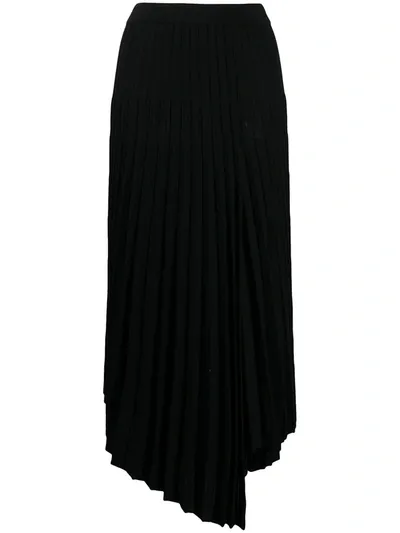 Mrz Asymmetric Pleated Skirt In Black