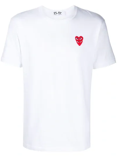 Comme Des Garçons Play Play T-shirt With Heart Logo Patch In White