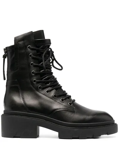 Ash Chunky Combat Boots In Black