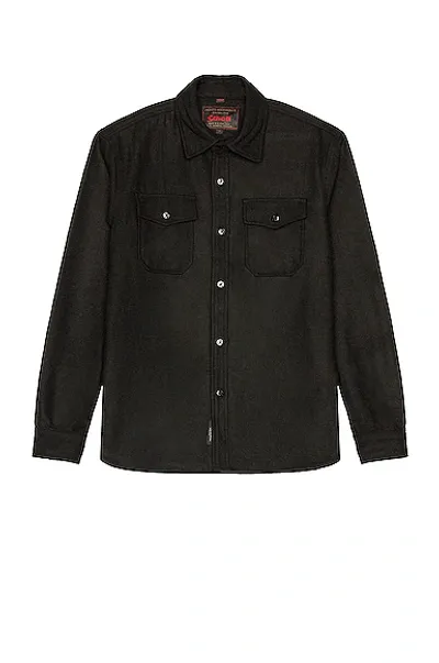 Schott Cpo Wool Shirt In Black