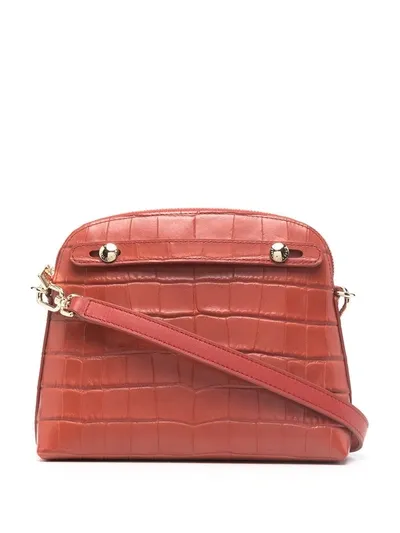 Furla Crocodile Effect Shoulder Bag In Brown