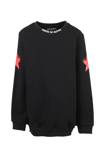 Vision Of Super Teen Star Print Cotton Sweatshirt In Black