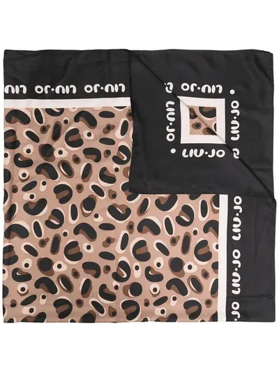 Liu •jo Abstract-print Logo Scarf In Black