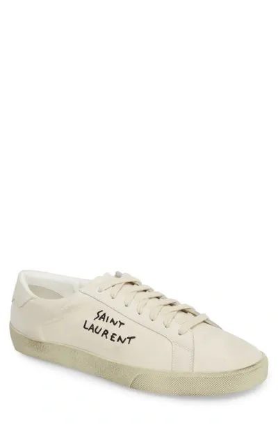 Saint Laurent Logo Embroidered Sneaker In Panna Panna