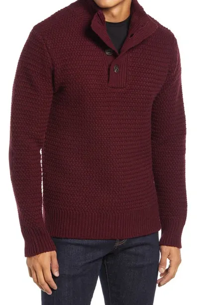 Schott Military Henley Sweater In Burgundy