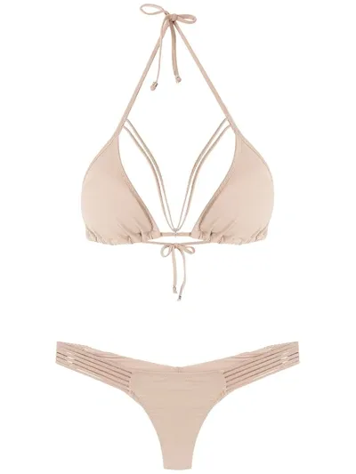 Amir Slama Straps Triangle Bikini Set In Neutrals