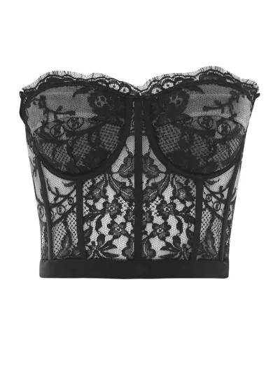 Alexander Mcqueen Laced Bustier Top In Black