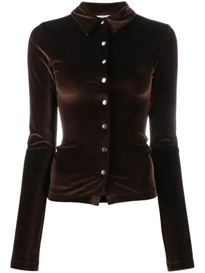 Supriya Lele Velvet Slim-fit Shirt In Brown