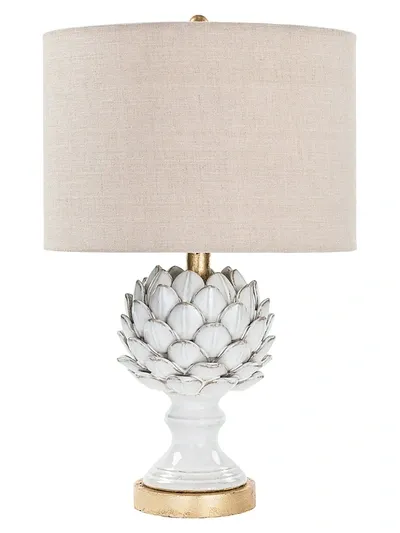 Regina Andrew Leafy Artichoke Ceramic Table Lamp In White