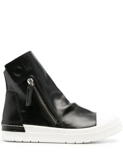 Cinzia Araia Slouch Leather High-top Sneakers In Black