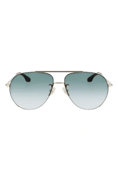 Victoria Beckham 61mm Gradient Aviator Sunglasses In Gold/ Green Gradient