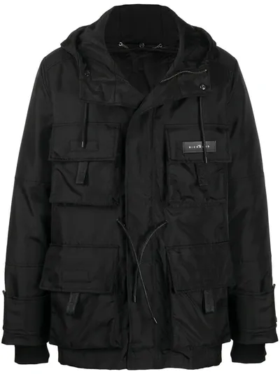 John Richmond Short Hooded Parka In Black