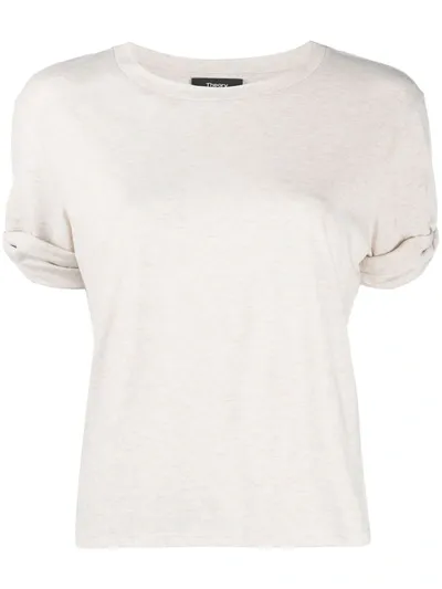 Theory Rolled Up Sleeves T-shirt In Grey