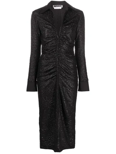 Rotate Birger Christensen Simone Shimmer-effect Dress In Black