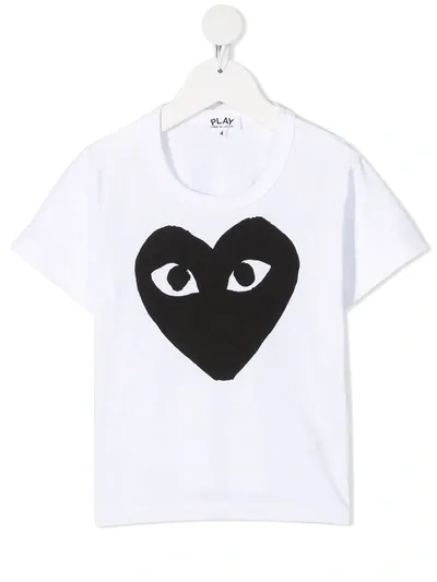 Comme Des Garçons Play White T-shirt For Kids With Logo