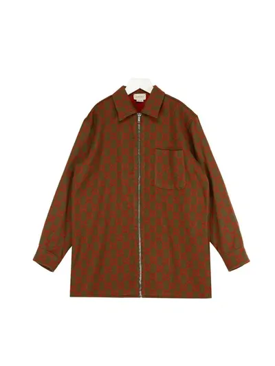 Gucci Kids' Gg Zipped Shirt In Green In Multicolour