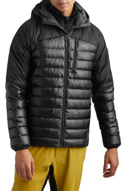 Outdoor Research Helium Water Resistant Hooded 800 Fill Down Jacket In Black