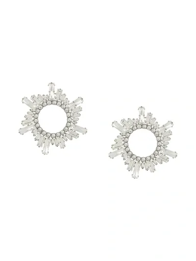 Amina Muaddi Begum Silver-tone Crystal Earrings In Metallic