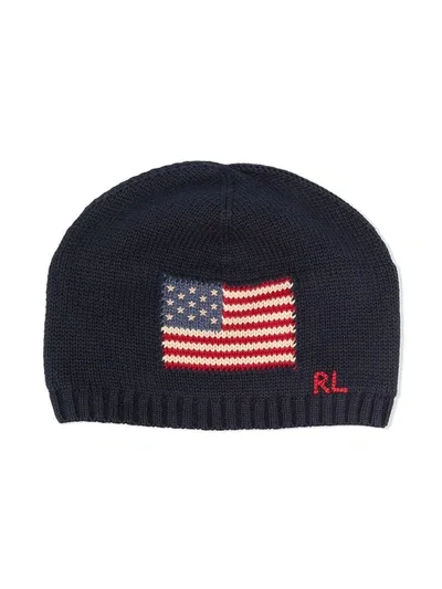 Ralph Lauren Babies' Logo Embroidered Beanie Hat In Blue