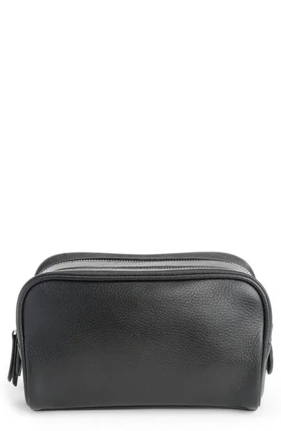 Royce Double Zip Leather Toiletry Bag In Black