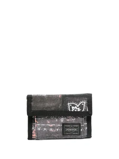 Neighborhood X Porter Bandana Print Wallet In Black