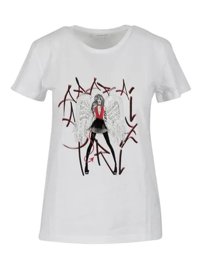 Patrizia Pepe Angel Rock Print T-shirt In White