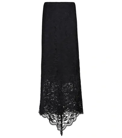 Rabanne Split-hem Lace Midi Skirt In Black