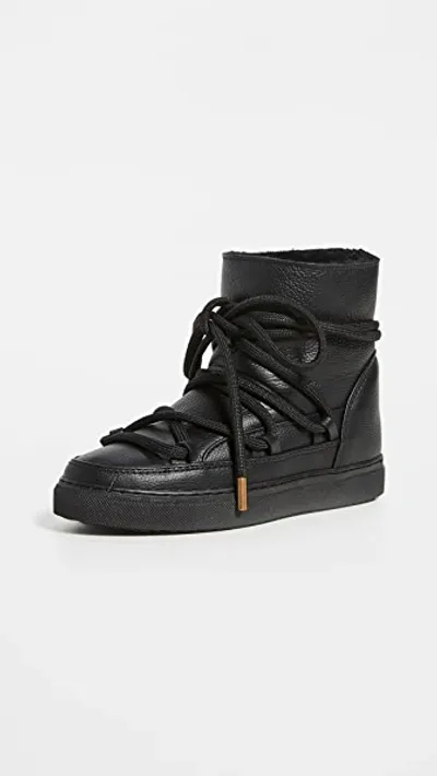 Inuikii Full Leather Shearling Sneakers In Black