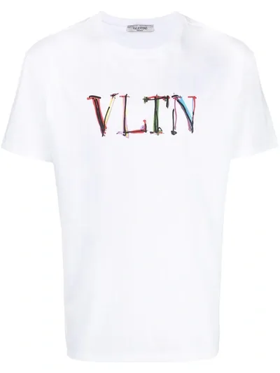 Valentino Vltn-print Cotton-jersey T-shirt In Brown