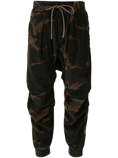 R13 Camouflage Print Cropped Joggers In White