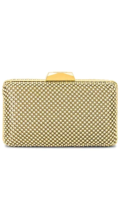 Olga Berg Natasha Ball Mesh Clutch In Gold