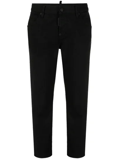 Dsquared2 Cool Girl Low Rise Straight Denim Jeans In Black