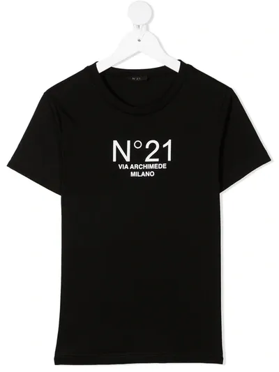 N°21 Kids' Logo Print T-shirt In Black