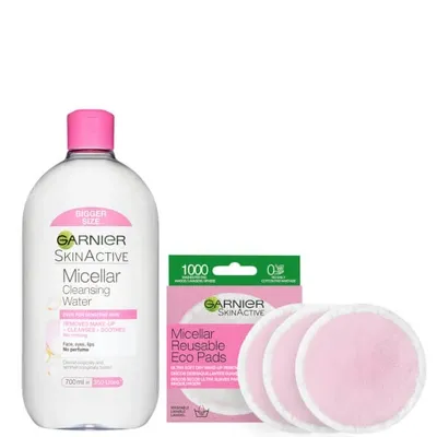 Garnier Makeup Remover Eco Pads And 700ml Micellar Water Duo Set