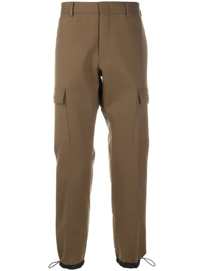 Pt01 Straight Leg Trousers With Cargo Pockets In Brown