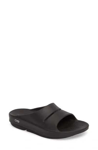 Oofos Gender Inclusive Ooahh Slide Sandal In Black