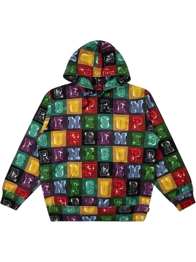 Supreme Blocks-print Hoodie In Green