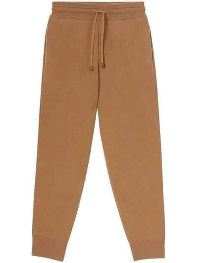 Burberry Monogram Cashmere Track Pants In Brown