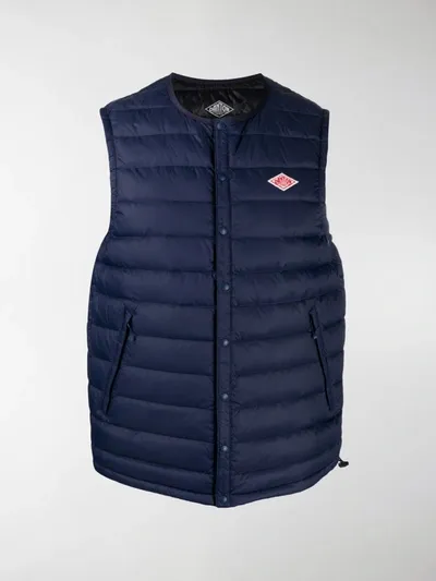 Danton Logo Patch Down Vest In Blue