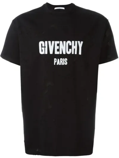 Gucci Distressed Logo Print T-shirt In Black