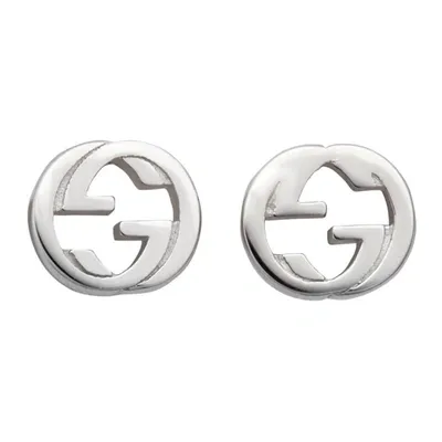 Gucci Silver Interlocking G Stud Earrings In Metallic