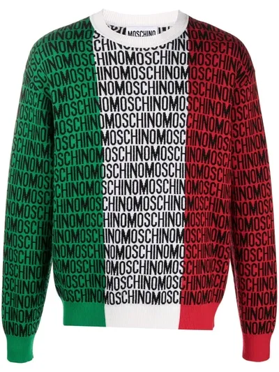 Moschino Logo-intarsia Jumper In Red