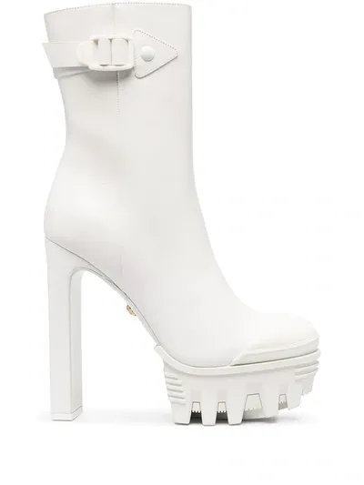 Versace Delphi Platform Boots In White