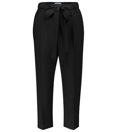 Prada High-rise Cropped Slim Wool Pants In Black