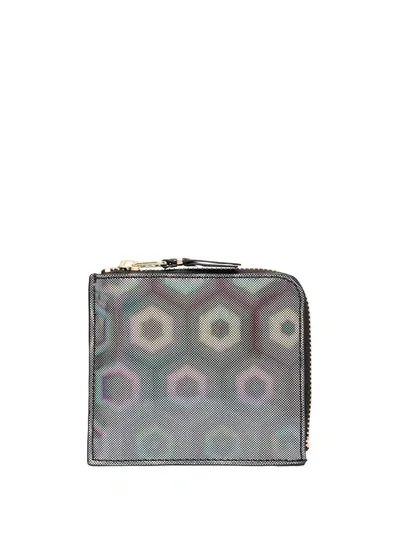 Comme Des Garçons Holographic Print Zip-around Wallet In Black