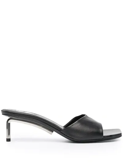 Off-white Square-toe Mid-heel Sandals In Black