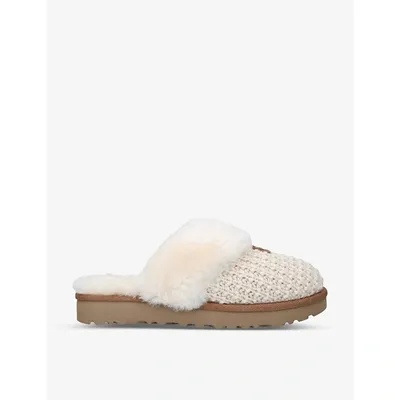 Ugg Cozy Branded Suede Slippers In Cream