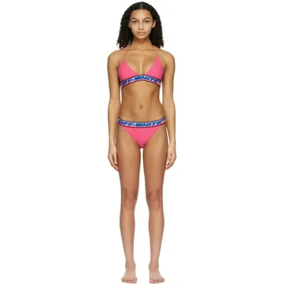 Off-white Bikini With Logo Tape In Pink & Purple