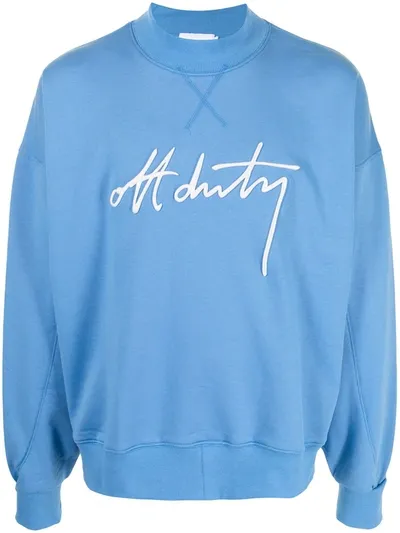 Off Duty Logo Print Crew Neck Sweatshirt In Blue